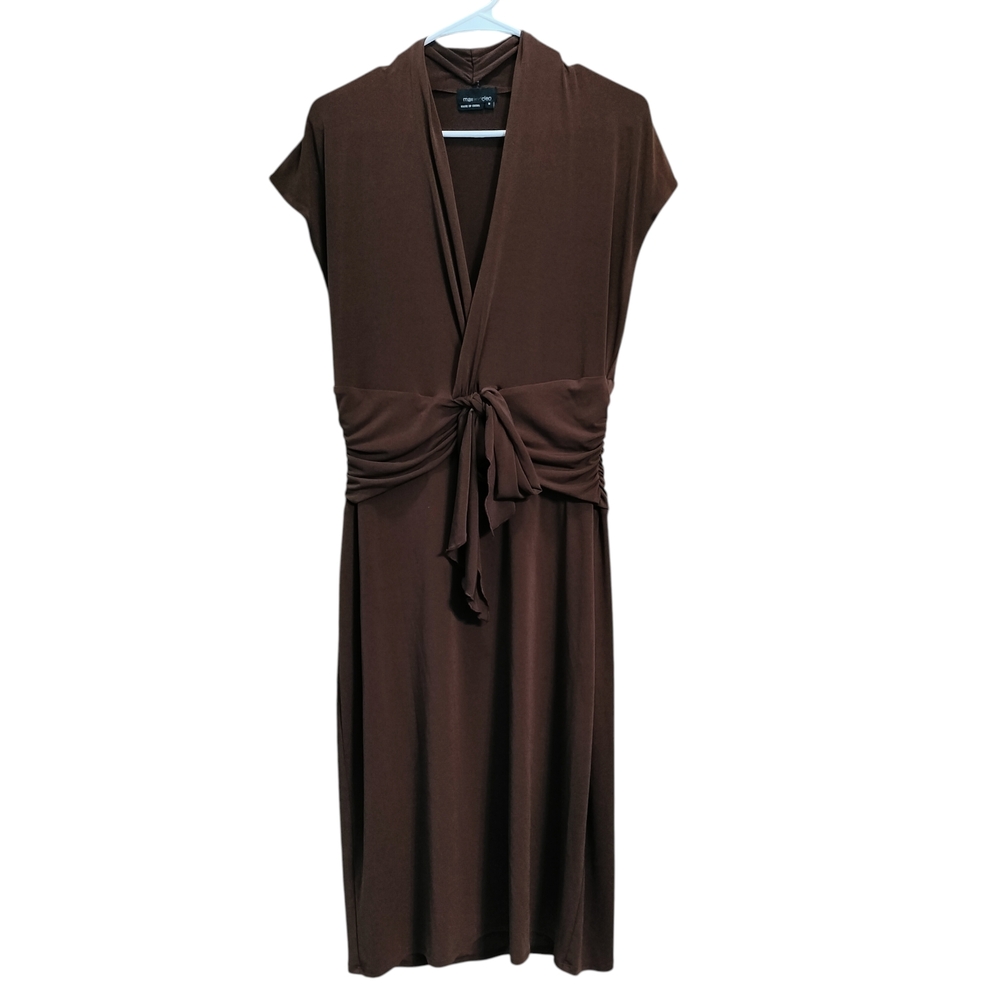 Max & Cleo Brown Wrap-Style Midi Dress